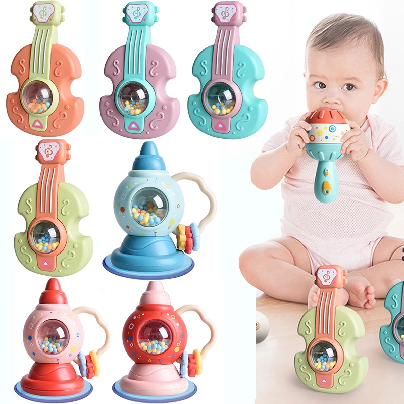 

Baby Educational Bell Abs Safety Material Chew Teether Grasp The Rattle Dumbbell Early Education Baby Toys 0-3 Years Toys