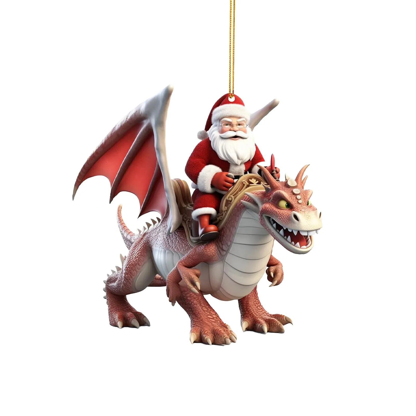 

Old Man Santa Hat Riding A Dinosaur Pendant Christmas 2d Acrylic Decoration Pendant Home Holiday Trees New Year Party Supplies
