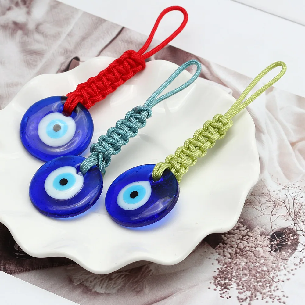 

10pcs Turkish Evil Eye Keychains Colorful Rope Braided Blue Glass Eye Car Key Ring Holder Keyring Jewelry Amulet Lucky