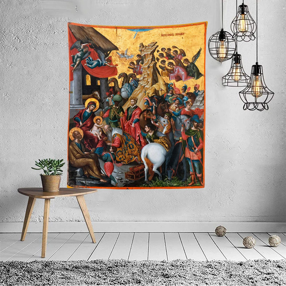 Король поклонение девственницам и Христову сцены Рождества мученический Дом св.