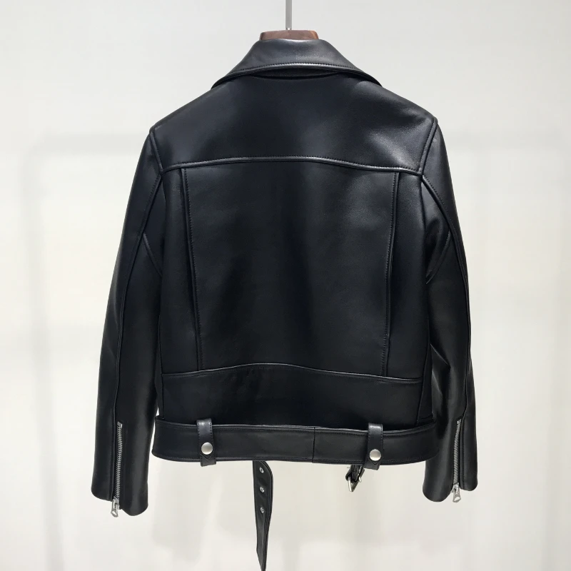 2022 New Autumn Women Pu Leather Jacket Woman Zipper Belt Short Coat Female Black Punk Bomber Faux Leather Outwear