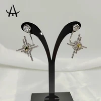 agsnilove dangle earrings 18k gold plated yellow simulation gems inlaid zircon women fashion jewelry daily wearing stud earrings