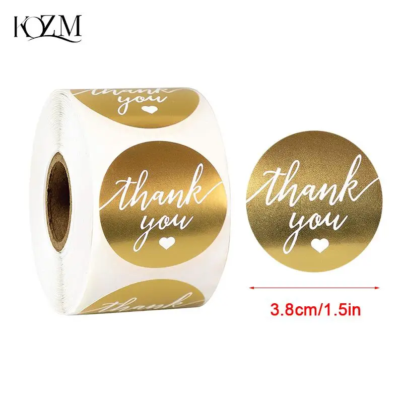 

500Pcs/Roll 38MM Gold Thank You Stickers Seal Label Handmade Gift Cake Sticker
