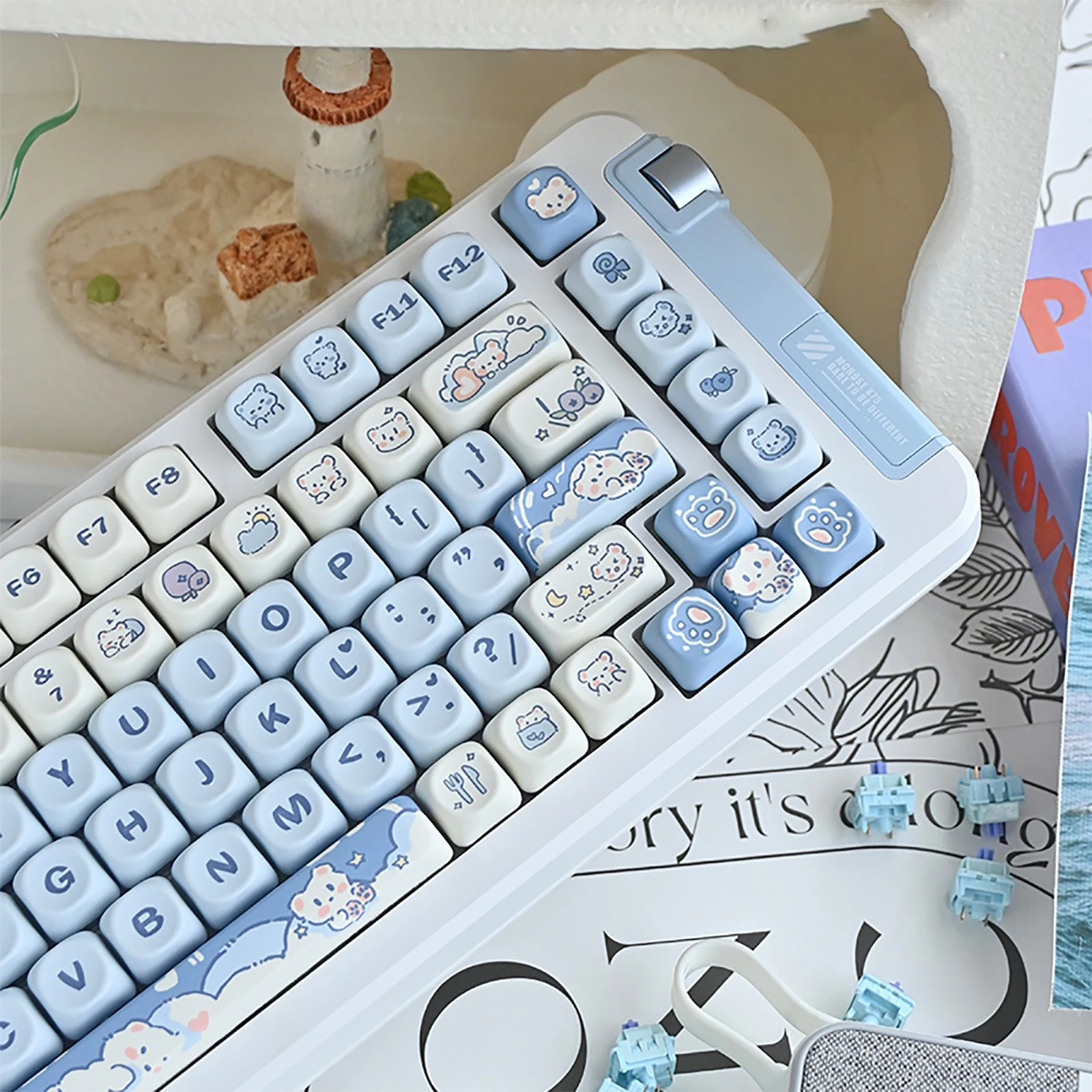 Фото Колпачки для клавиш с рисунком панды, аниме PBT MOA Profile, колпачки для клавиш Cherry Mx Switch, механическая клавиатура, колпачки для клавиш, аксессуары на заказ №2