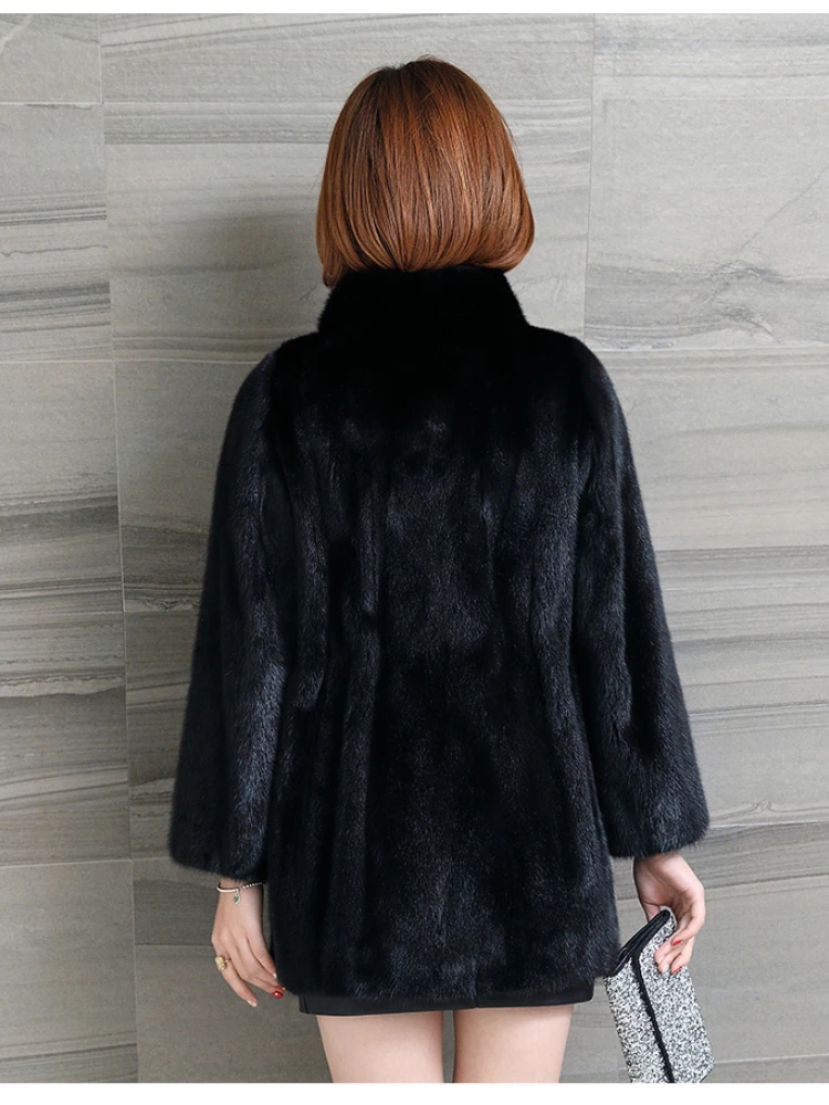 ICCLEK Imitation fur medium length coat 2020 new stand collar imitation mink hair Korean female rabbit hair large women's wear