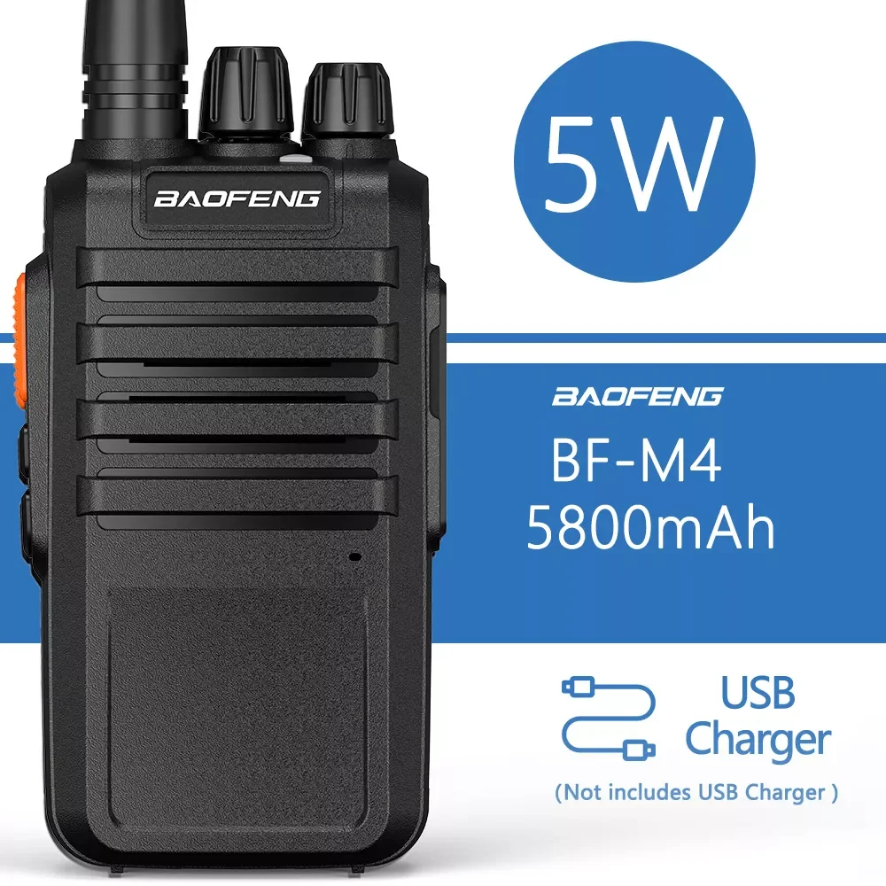 

BF-M4 5w Walkie Talkie UHF 5800mAh батарея, время ожидания 22 дня, USB зарядка