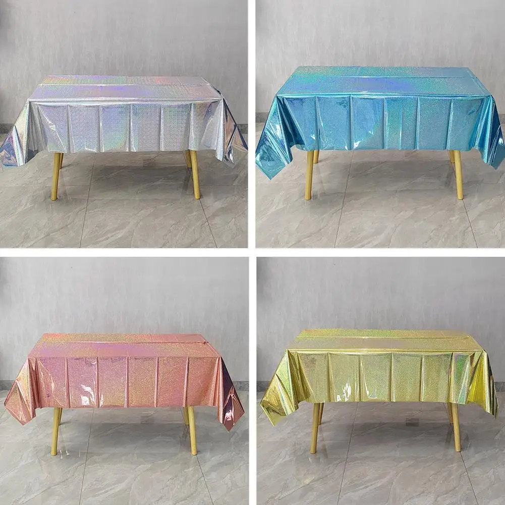 

Disposable Bright Aluminum Film Tablecloth Waterproof Supplies Tablecloth Aluminum Party Foil Tablecloth Party Decora D9g8