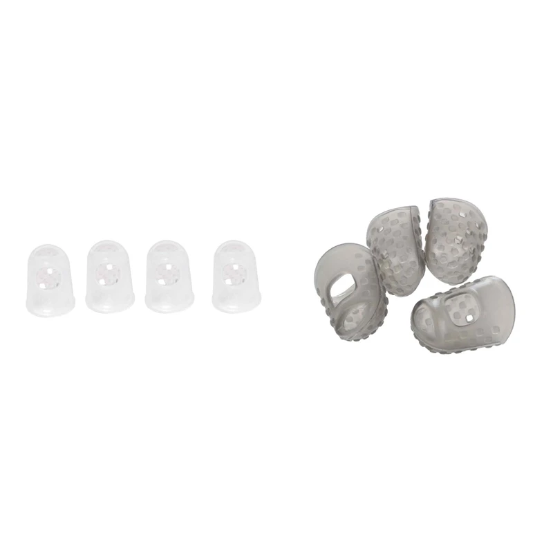 

8Pcs New Soft Silicone Guitar Thumb Finger Picks Protector Fingertips,Transparent S & Gray M