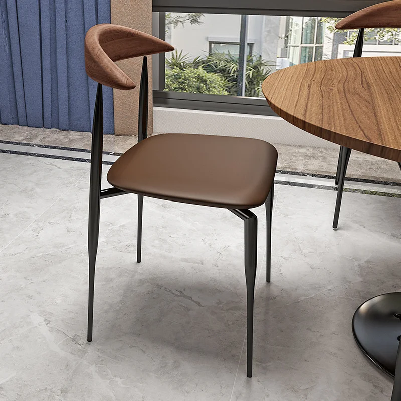 

Nordic Metal Dining Chair Simple Endorsement Table and Chair Italian Retro Leisure Restaurant Library Furniture