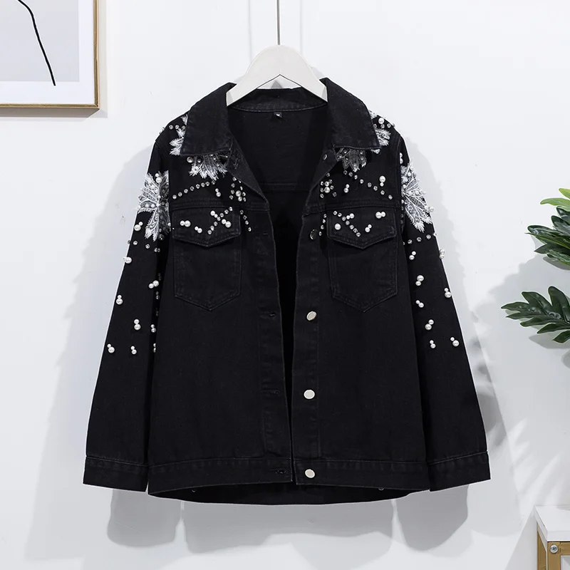 

SuperAen женская одежда осенняя корейская мода свободная куртка из бисера джинсовая куртка для женщин