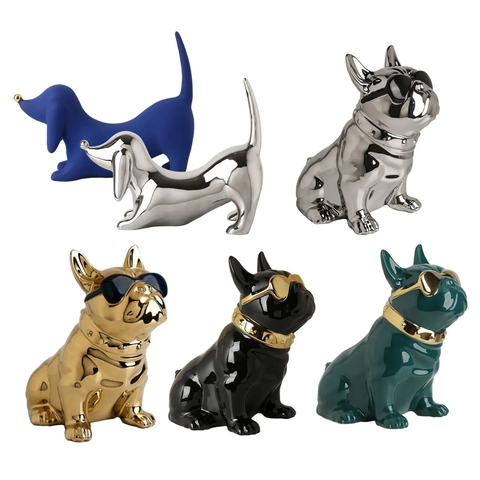 

Miniatures Dog Statue Creative for NightStand Living Room Housewarming Gifts