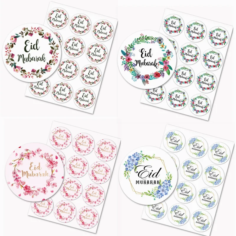 

60/120pcs Eid Mubarak Packaging Sealing Sticker Candy Bag Gift Box Labels for Kids Birthday Party Eid Al-Fitr Decor Supplies