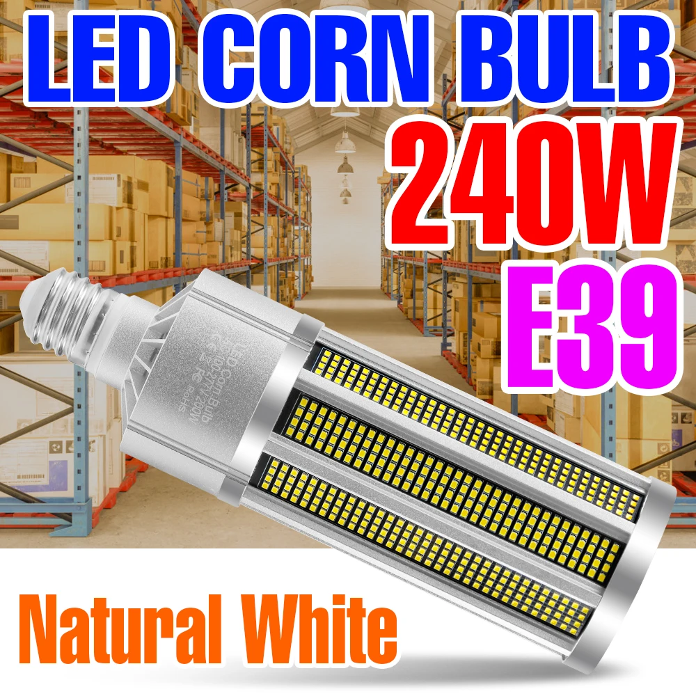 LED Corn Lamp LED Bulb E39 High Power Flood Light 150W 200W 240W Industrial Spotlight Ceiling Lamp Commercial Lighting Garage