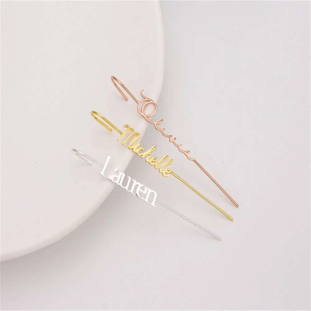 

Custom Name Ear Wrap Crawler Hook Earrings Personalized Climber Earrings Jewelry Helix Cartilage No Piercing Minimalist Ear Cuff