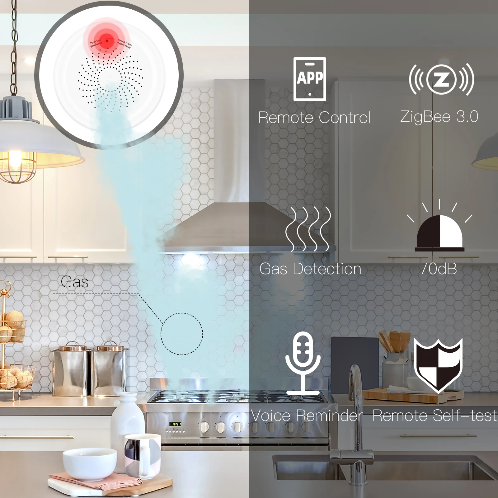 Фото Умный детектор утечки газа ZigBee, горючий датчик, умное быстрое управление через приложение №2