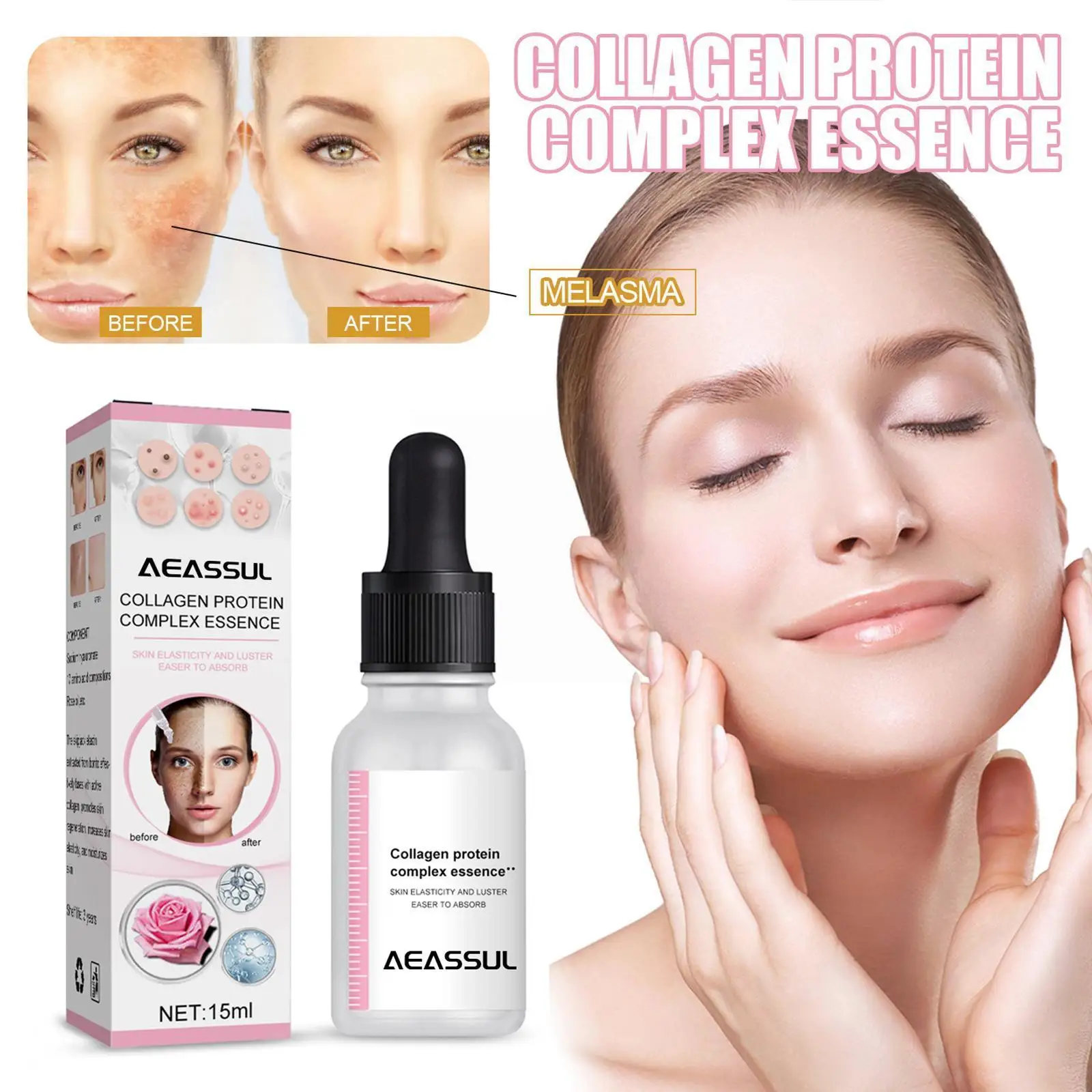 

15 мл коллагеновая Сыворотка для лица против морщин, лифтинг, укрепляющий уход, тонкий ремонт кожи, выцветание, отбеливание и отбеливание кож...