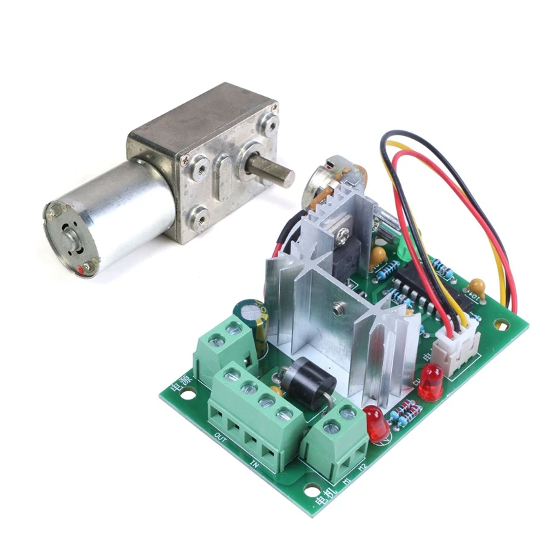 

1 Pcs Adjustable Volt Dc Motor Speed Controller & 1 Pcs Reversible High Worm Geared Motor Torque Turbo Dc Motor