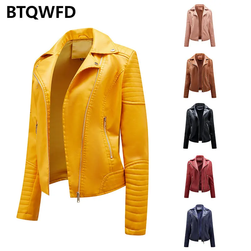 Enlarge Women's Winter Turndown Collar Coats Long Sleeve PU Leather Jackets Female Clothing 2022 New Autumn Fashion Outwear With Pocket