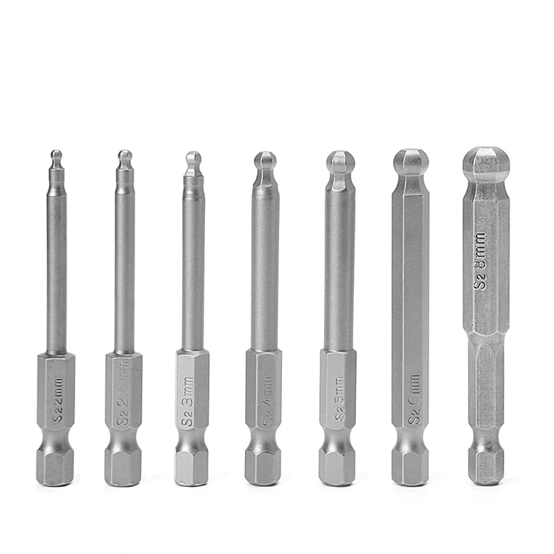 

7 Pcs 65mm Magnetic Ball End Hexagon for Head Hex Screwdriver Bits Drill Tools 2