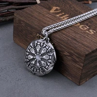 stainless steel never fade road sign compass viking necklace mens rune amulet hip hop retro pendant scandinavian jewelry gift