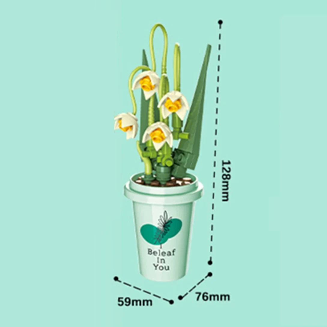DIY MOC горшечные растения ваза чашка суккуленты кактус гипсофила горный лотос