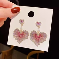 2022 new fashion trend unique design elegant romantic color full diamond size love earrings womens jewelry party gift wholesale