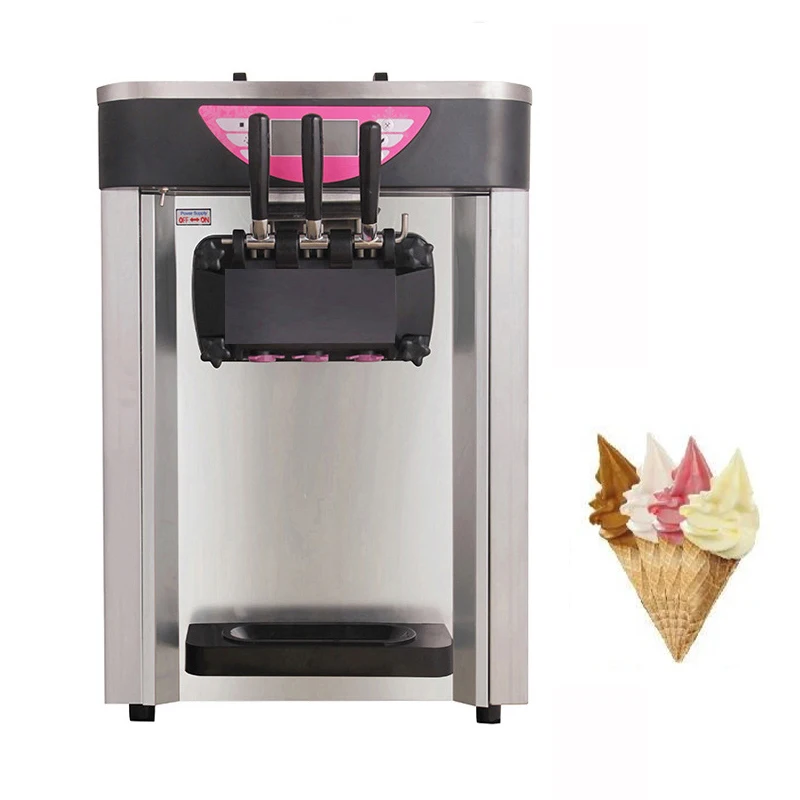 

Full Automatic Soft Ice Cream Machine 3 Flavors Ice Cream Makers Commercial Household Stainless Steel Ice Cream Machine