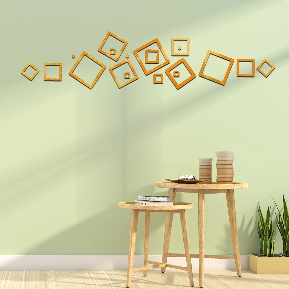 

21 Pcs Acrylic Laundry Signs Wall Decal Tvd Stickers Mirror Wall Decals Shower Mirror Removable Stickers Square Nordic Sticker