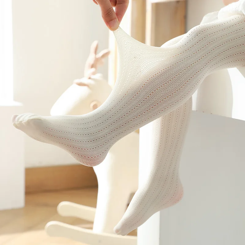 

Girls Bottoming Sports Socks Pantyhose New Summer Mesh Stockings Thin Children's Trousers Solid Colour Hollow Socks