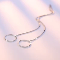womens fashion simple box chain tassel drop earrings long dangle earring piercing line accessories geometric trendy ear jewelry