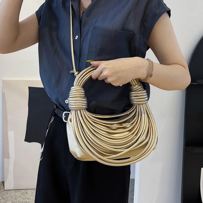 

Fashion Noodle Hand Bags Pu Leather Shoulder Crossbody Purses Luxury Designer Top Hand Bag High Quality Female Totes 2022