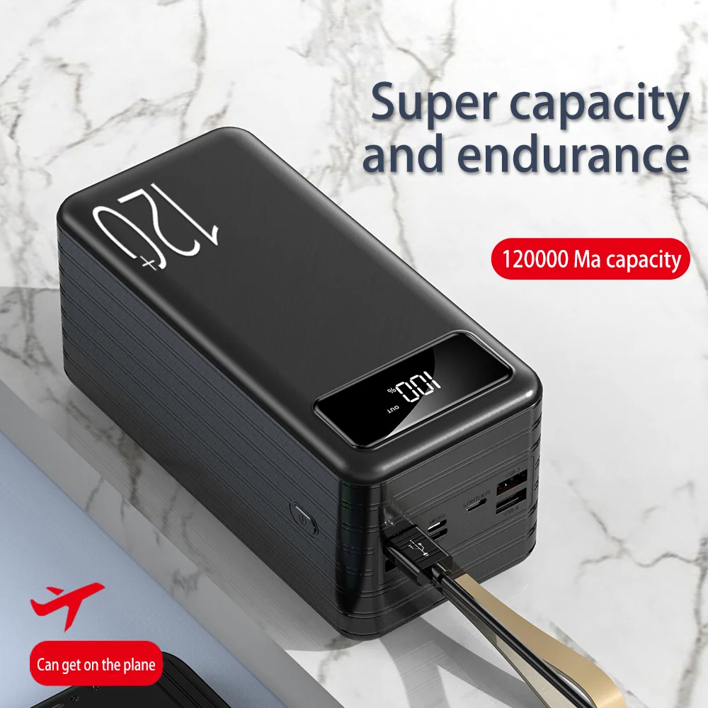 

Stroomvoorziening 120000Mah 18650 Power Pack Super Capaciteit Mobiele Stroomvoorziening Universele 5v3a Quick-Charge Batterij