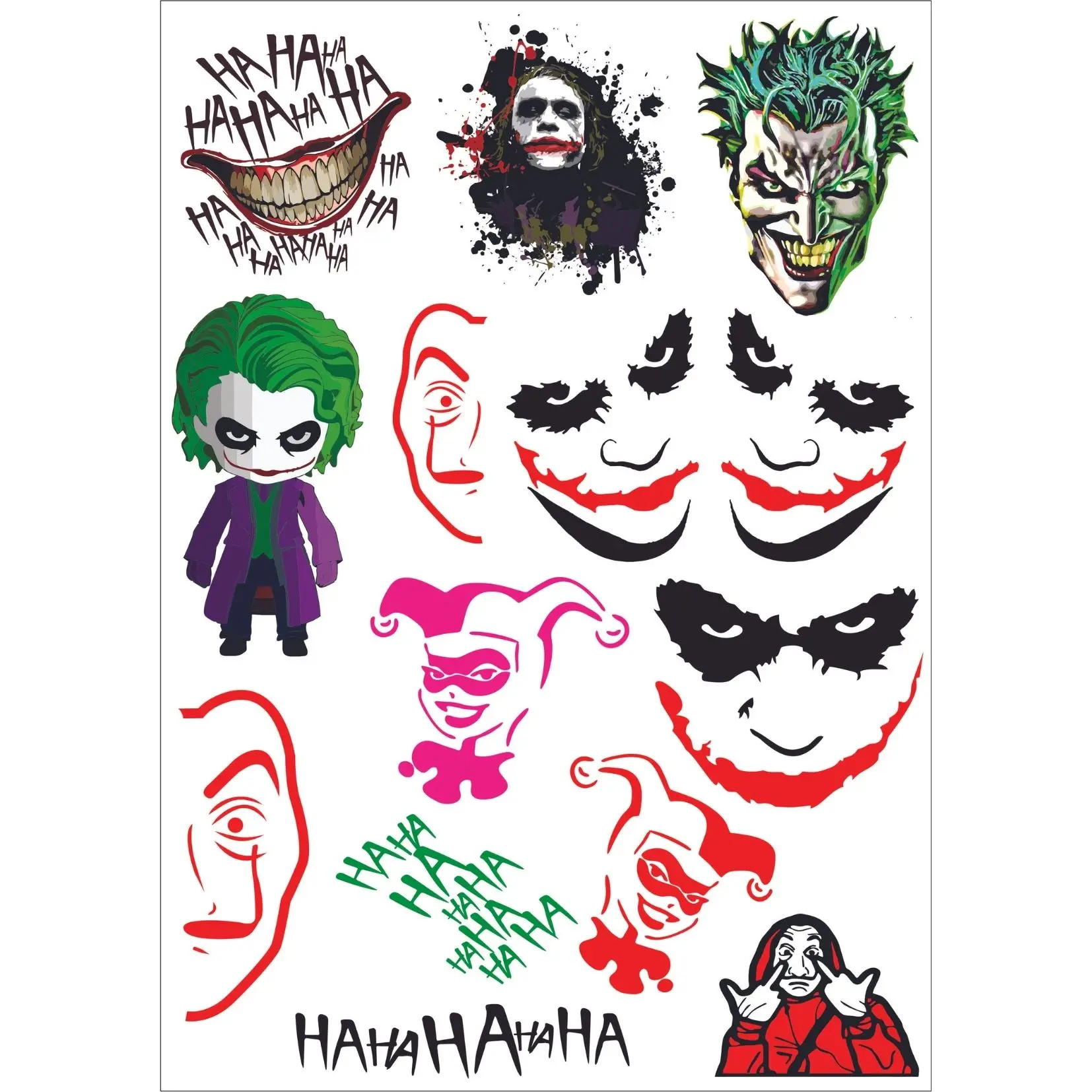 

Hahaha Joker Jocker Cartela with 12 Alerquina Stickers