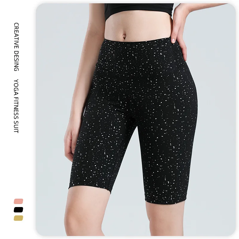 

Шорты для тренажерного зала, блестящие штаны для фитнеса, обтягивающие бедра, тянущиеся обтягивающие шорты для йоги с высокой талией телесн...