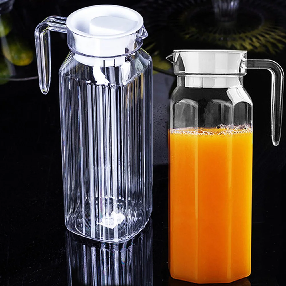 

1.1L Water Juice JUG Pitcher GLASS BOTTLE Cocktail Fridge Kitchen Home Lid Juice And Iced Tea Drink Caramel, Striped Kettle