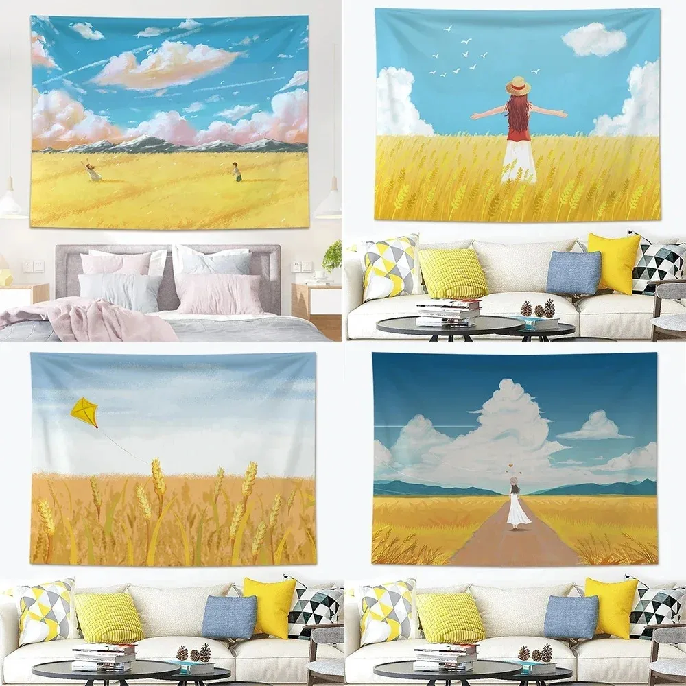 Пугалы из пшеничного поля подвесная ткань украшение для дома гобелен офиса