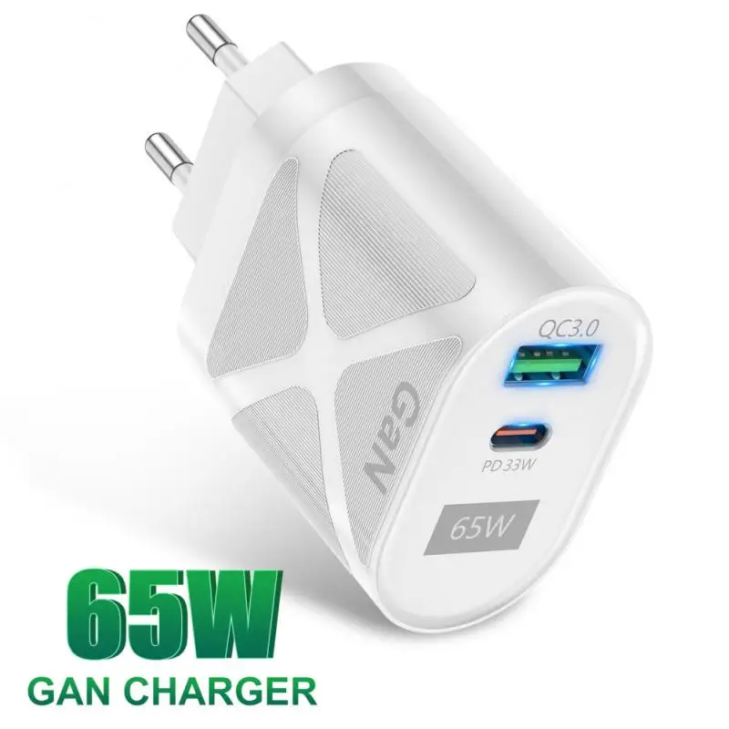 

65w Gan Wall Charger Charging Adapters Qc 3.0 Pd Type C Wall Charger Portable Usb C Charger Phone Accessories Kr Quick Charger