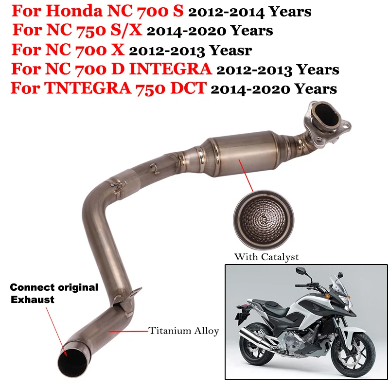 

Motorcycle Exhaust Escape Titanium Alloy Front Link Pipe Muffler Moto For Honda NC750 X S NC700 NC700X NC700S DCT 2012 - 2020