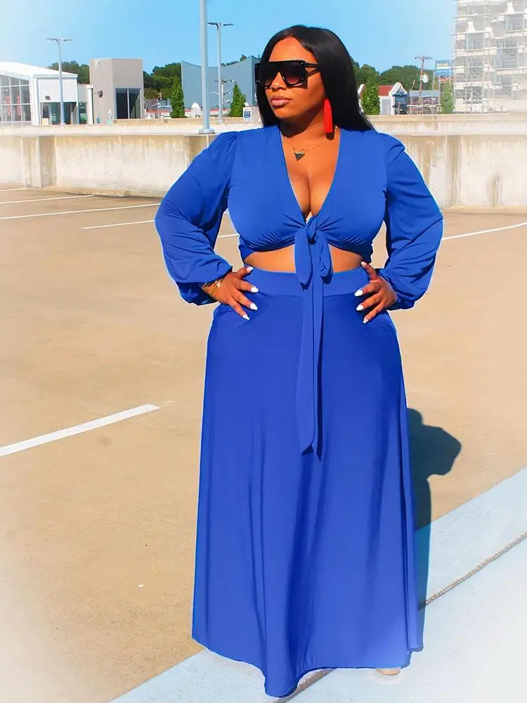 Plus Size Clothing for Women Chic and Elegant Long Sleeve Top Large Size Suit Two Piece Dress Set Wholesale Bulk Dropshipping