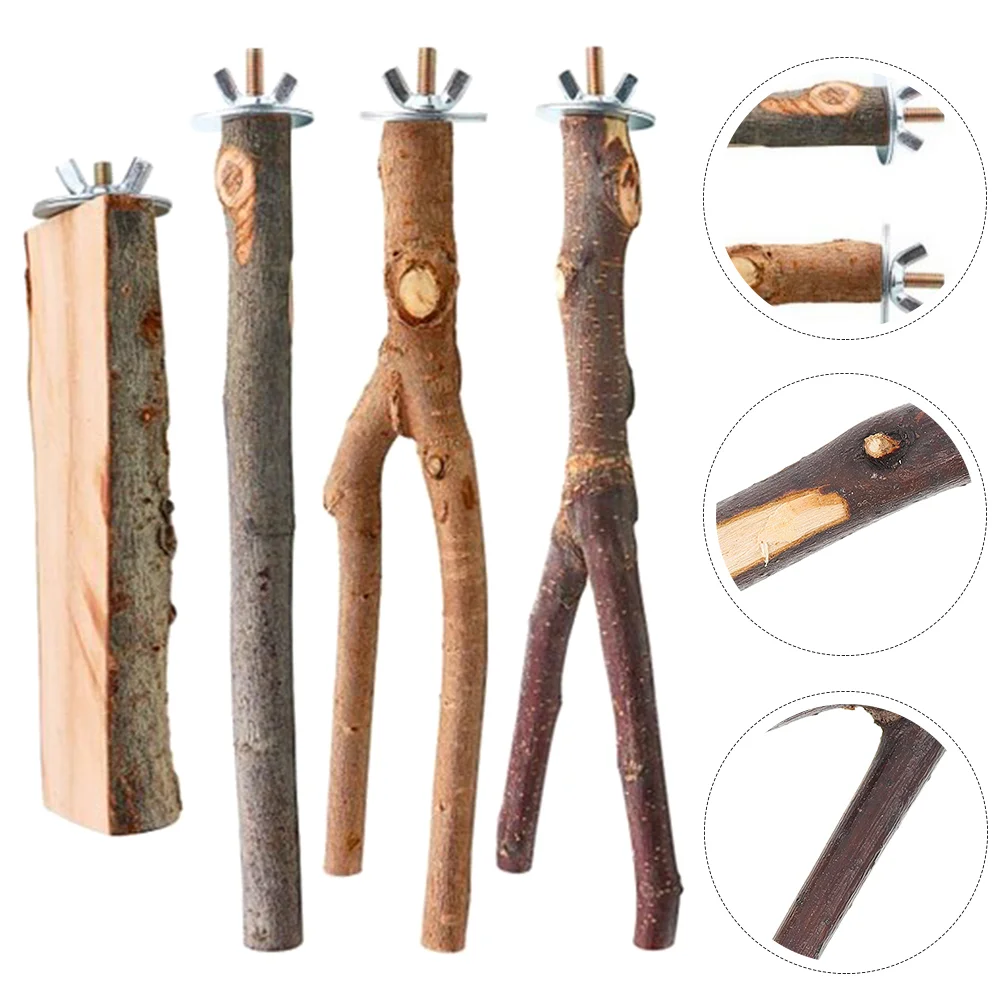 

Bird Perch Parrot Stand Cage Wooden Toy Wood Toys Parakeet Training Perches Tree Stands Parrots Natural Branches Cockatiel