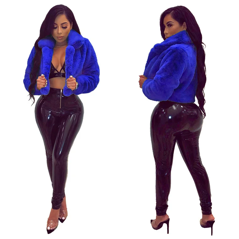 Autumn Winter Short Faux Fur Coat Women's New Fashion Sexy Turn Down Collar Thick Plush Jackets Ladies Plus Size Slim Outwear