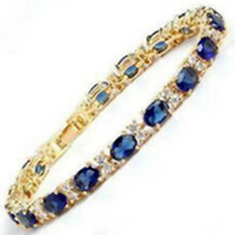 

Fine Blue Stone Sapphire 18K gold on silver Bracelet