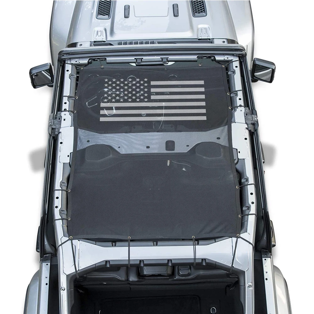 

Сетчатая верхняя крышка переднего затмения с флагом США обеспечивает УФ-защиту от солнца для Jeep Wrangler 4 Door JL 2018-2020, Мягкий Топ