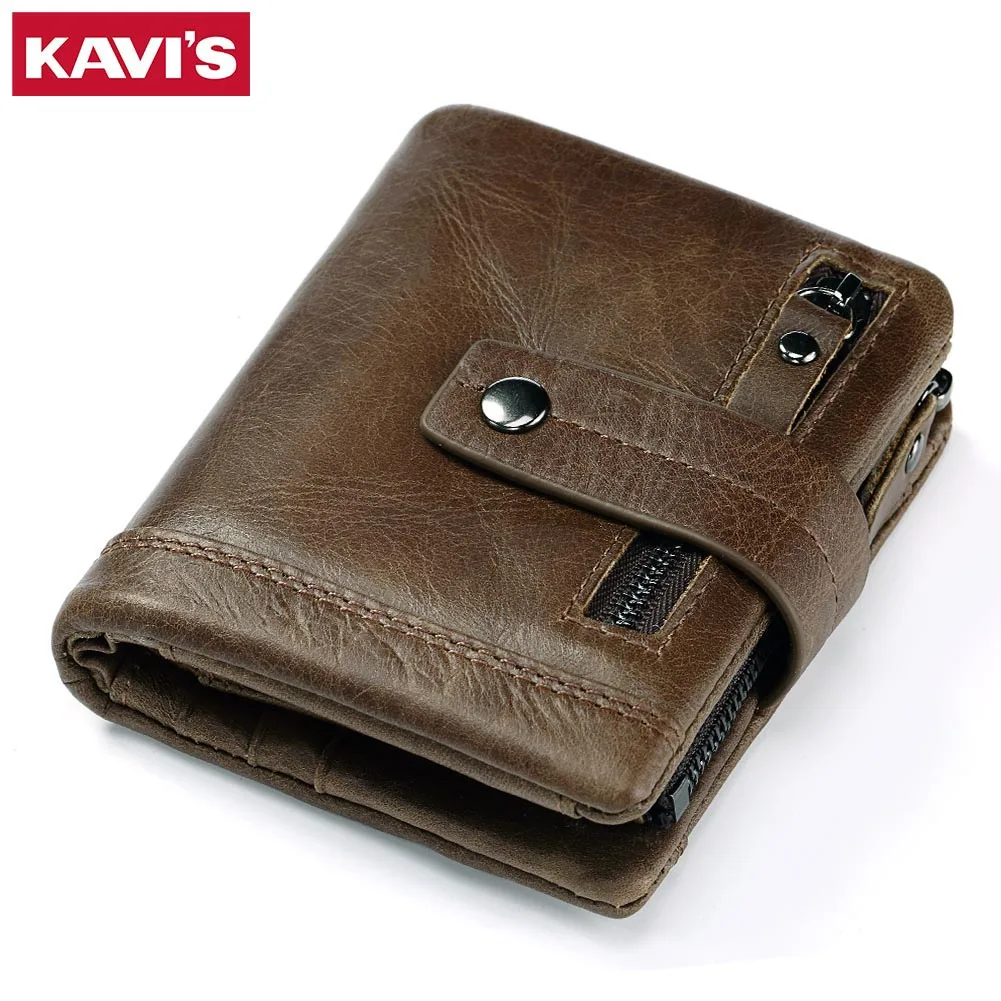 Classic Mens Wallets Genuine Leather Zipper Coin Pocket Short Cowhide Male Clutch Wallet with Card Holder Purse High Quality