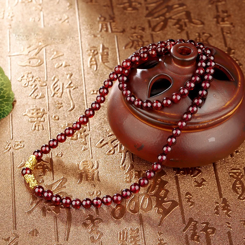 Браслет из натурального бордового граната с несколькими тремя кругами 3D твердое