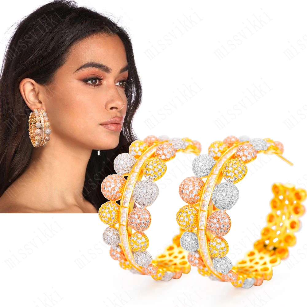 

Missvikki Luxury Big Hoop Earrings For Women Anniversary Engagement Wedding Earrings Accessories Full CZ Fashion Bijoux Gift