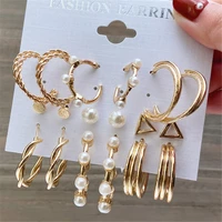 6 pairs trendy gold silver color butterfly hoop earrings set for women snake pearl resin hoop earrings brincos party jewelry