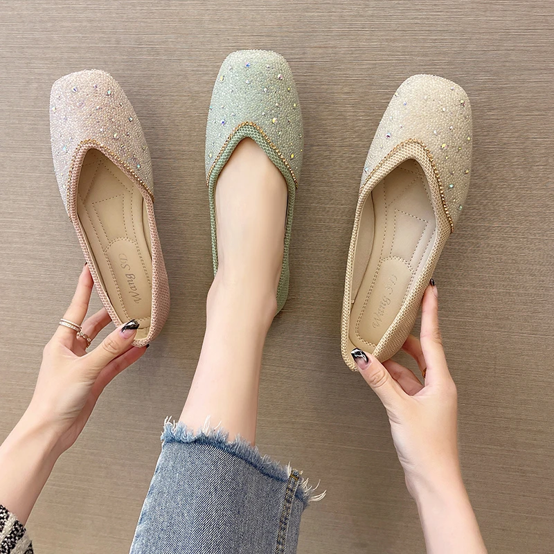 

Womens Sneakers Platform Rhinestone Shoes Roses Sparkles 2022 Fashion Casual Square Toe Crystal Fabric Spring Solid Basic TPR Sl