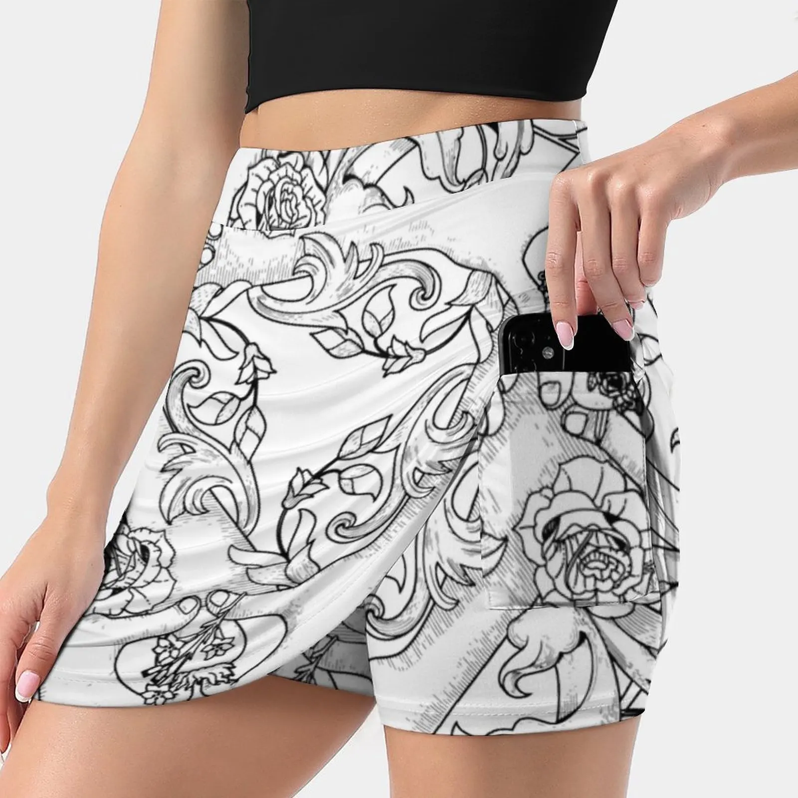 

Hands And Hearts Korean Fashion Skirt Summer Skirts For Women Light Proof Trouser Skirt Hands Pattern Hearts Sacred Floral