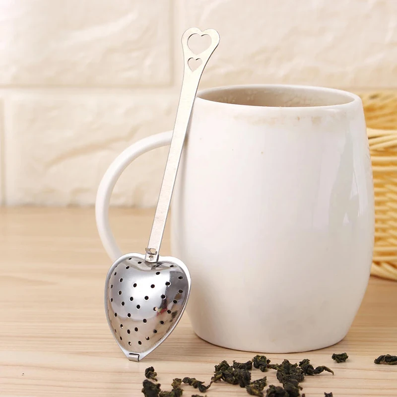 

Love Tea Infuser Stainless Steel Tobacco Pipe Heart Shape Sphere Mesh Strainer Coffee Herb Spice Filter Diffuser Handle Ball